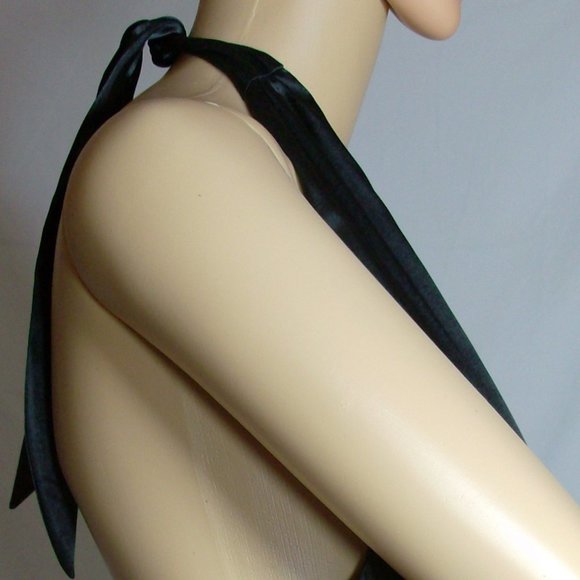 Black Satin Halter Evening Wear Adrianna Papell Size 8 NWT - Picture 5 of 12